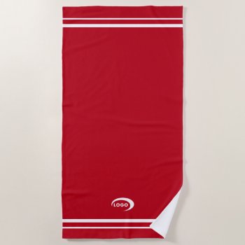 Modern Red Logo Beach Towel by businessessentials at Zazzle