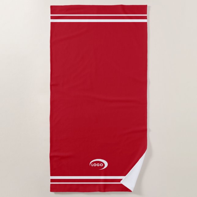 Modern Red Logo Beach Towel (Front)