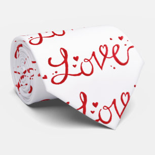 Modern Red Love Typography Neck Tie