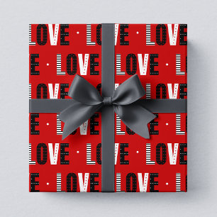Modern Red Love Typography Valentines Day Wrapping Paper