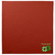 Modern Red Lucky Clover Leaf Family Name