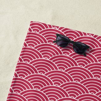 Modern Red Magenta Japanese Wave Pattern