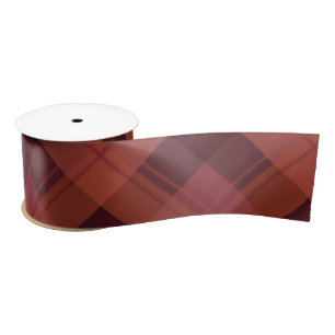 Modern Red Maroon Marsala Plaid Pattern Christmas Satin Ribbon