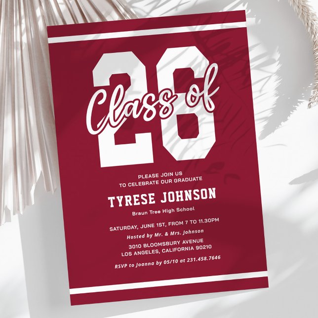 Modern Red Masculine Graduation Party Invitation (Creator Uploaded)