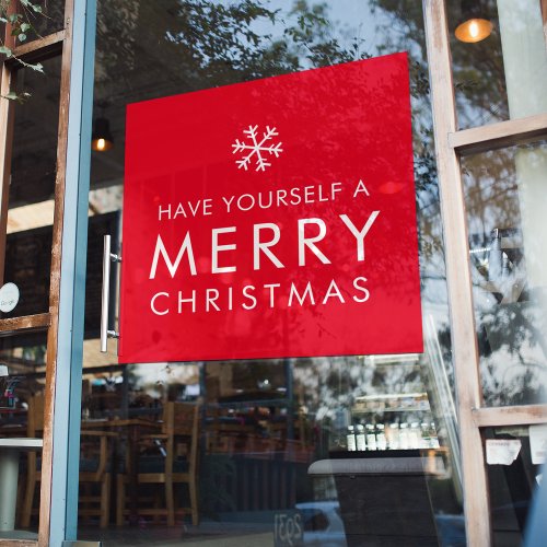 Modern Red Merry Christmas  Holiday Window Cling