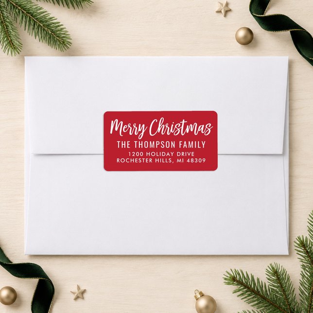 Modern Red Merry Christmas Script Label (Creator Uploaded)