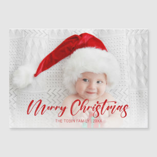 Modern Red Merry Christmas Script Photo