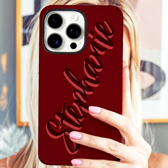 Modern Red Minimalist Script Name Case-Mate iPhone Case (Creator Uploaded)