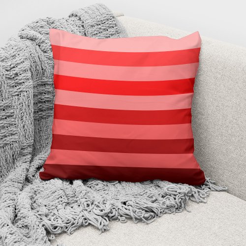 Modern Red Monochrome Color Block Striped Throw Pillow