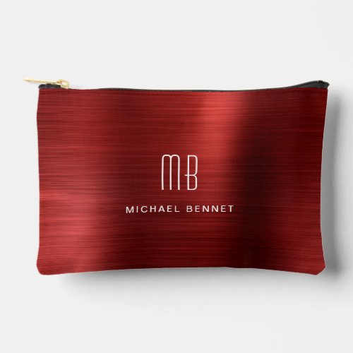 Modern Red Monogram Accessory Pouch