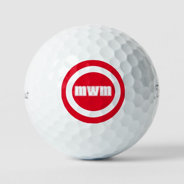 Modern Red Monogram Custom Golf Balls (Front)