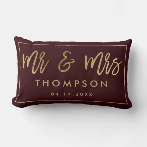 Modern red Mr and Mrs wedding keepsake Lumbar Pillow