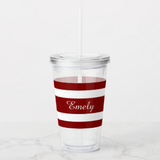 Modern Red Name Script Acrylic Tumbler