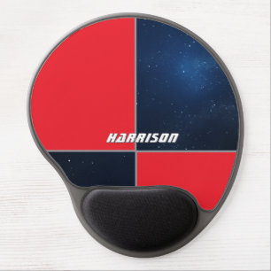 Modern Red Navy Personalized Gel Mouse Pad