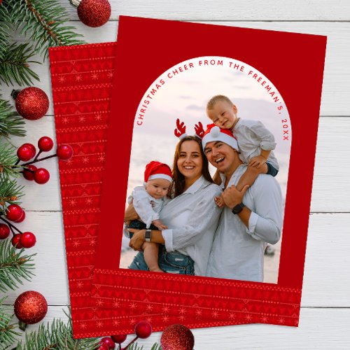 Modern Red Nordic Photo Christmas Card