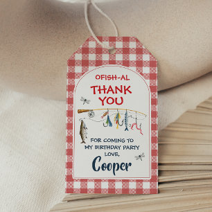 Modern Red Ofishally One 1st Birthday Gift Tag