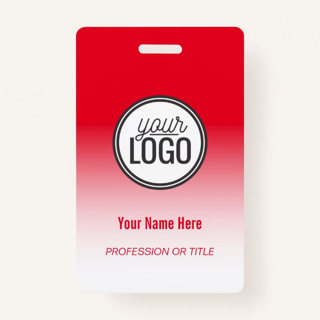Modern Red Ombre Professional Name Tag Badge (Front)