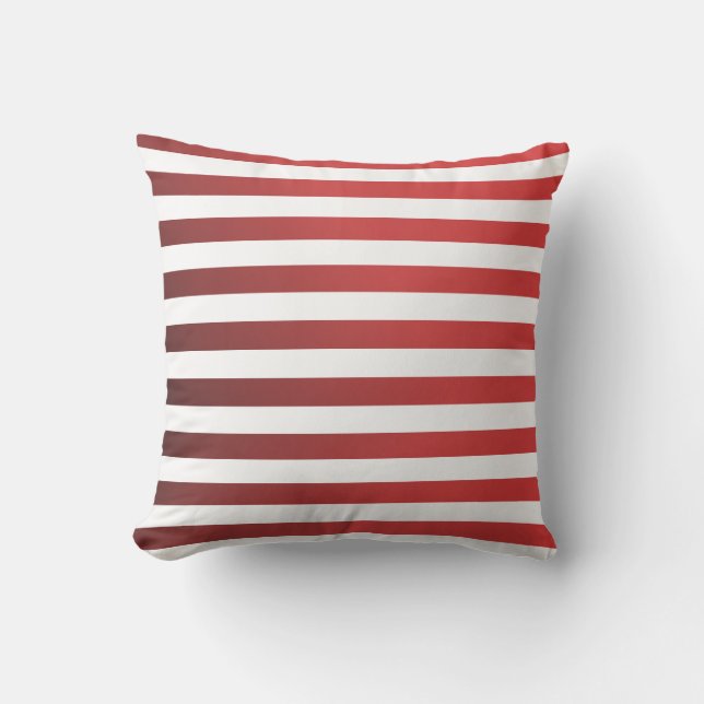 Modern Red Ombre Stripes Throw Pillow (Front)