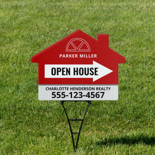 Modern Red Open House Real Estate Sign (Insitu)