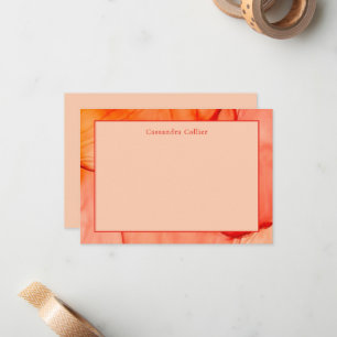 Modern Red Orange Abstract Elegant Note Card