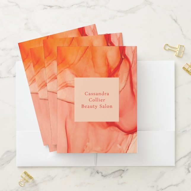 Modern Red Orange Abstract Elegant Pocket Folder (In Situ)