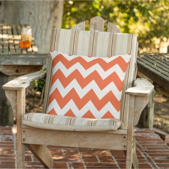Modern Red Orange And Soft White Chevron Stripes Outdoor Pillow by plushpillows at Zazzle