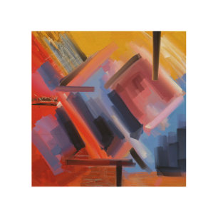 Modern Red Orange Black Pink Blue Abstract Art