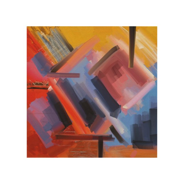 Modern Red Orange Black Pink Blue Abstract Art (Front)