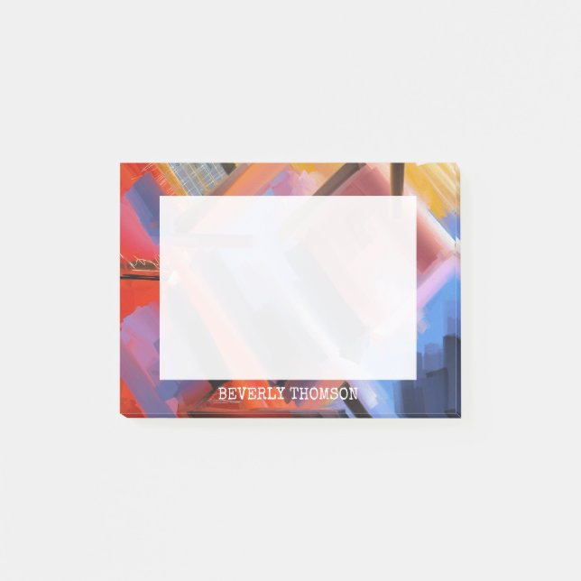 Modern Red Orange Black Pink Blue Abstract Design Post-it Notes (Front)