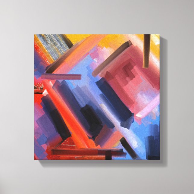 Modern Red Orange Black Pink Blue Abstraction Canvas Print (Front)
