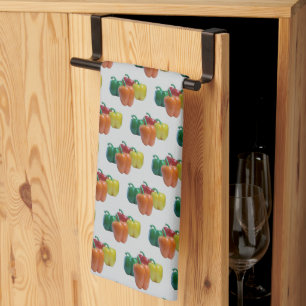 Modern Red, Orange, Green and Yellow Bell Peppers  Kitchen Towel