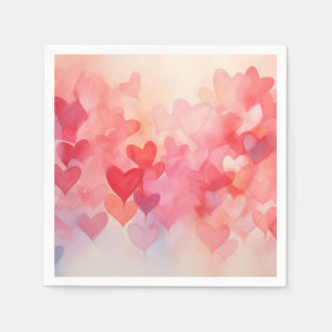 Modern Red Orange Hearts Pattern Napkins