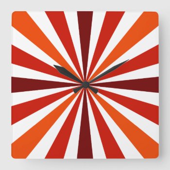 Modern Red/orange Stripe Clock by MarshallArtsInk at Zazzle