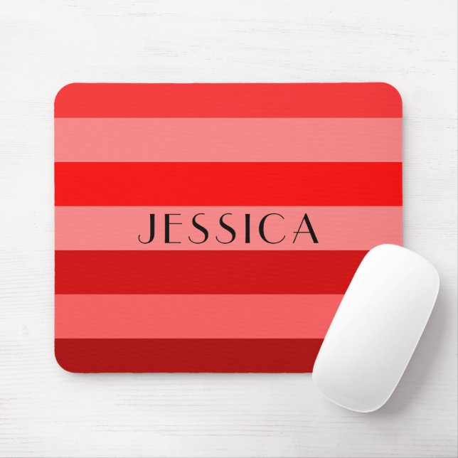 Modern Red Pattern Name Mouse Pad (With Mouse)