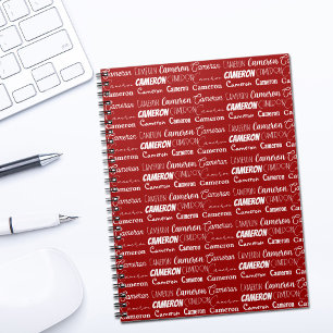 Modern Red Personalized Name Collage Notebook