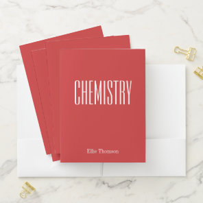Modern Red Personalized School Subject Chemistry Pocket Folder