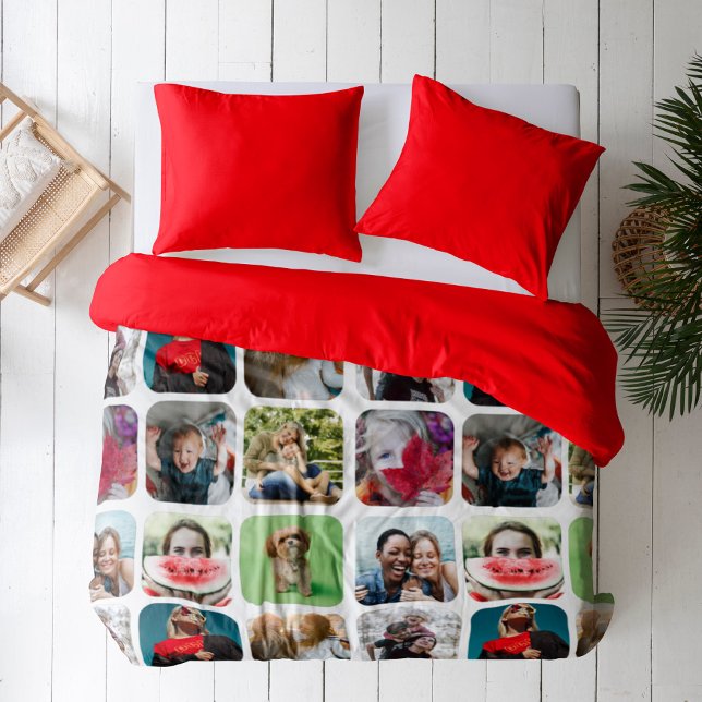 Modern Red Photo Collage  Duvet Cover (Creator Uploaded)