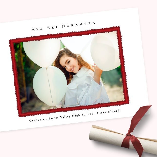 Modern Red Photo Frame Graduation Class of 2026 Announcement (Creator Uploaded)