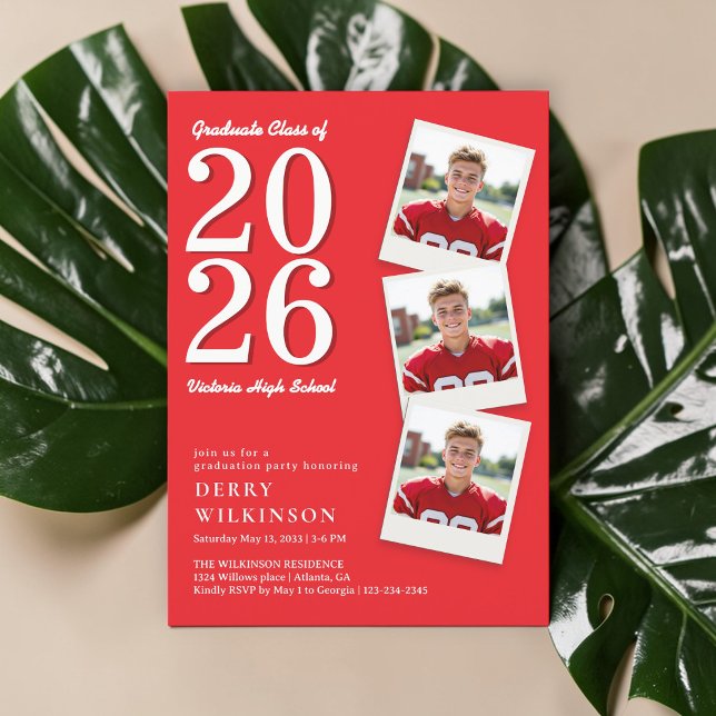 Modern Red Photo Graduation Invitation 2026 (Creator Uploaded)