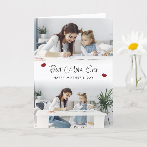 Modern Red Photo Happy Mothers Day Card