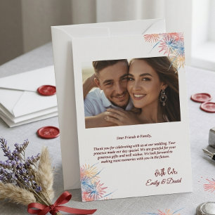 Modern Red Photo Wedding Thank You Card W Note