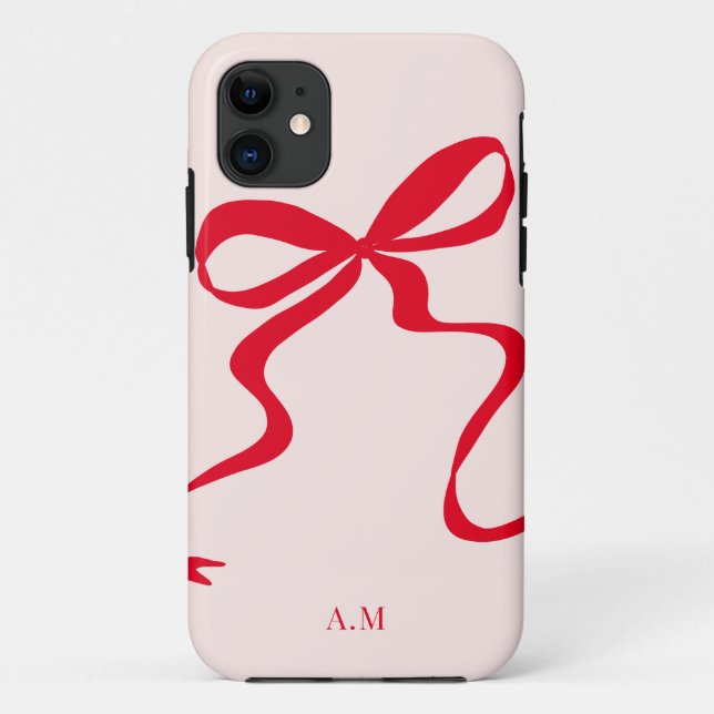 Modern Red Pink Bow Illustration Case-Mate iPhone Case (Back)