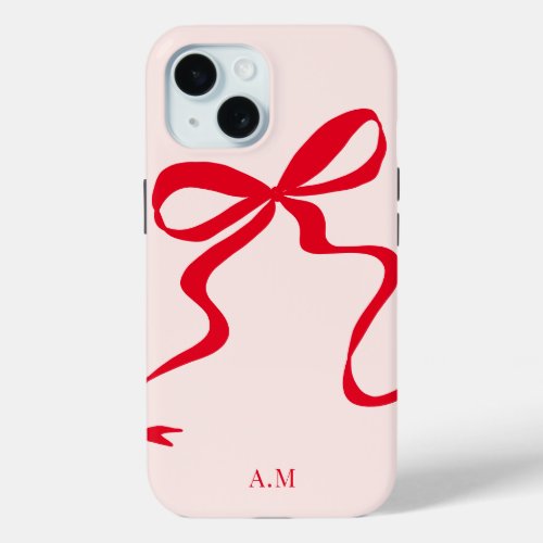 Modern Red Pink Bow Illustration Iphone 15 iPhone 15 Case
