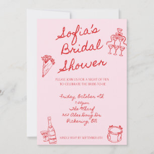 Modern Red & Pink Bridal Shower Invitation
