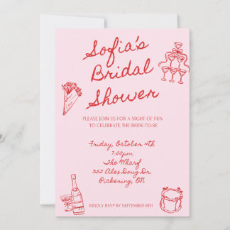 Modern Red & Pink Bridal Shower Invitation