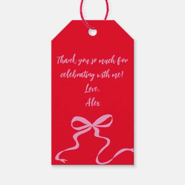 Modern Red Pink Favor Tag (Front)