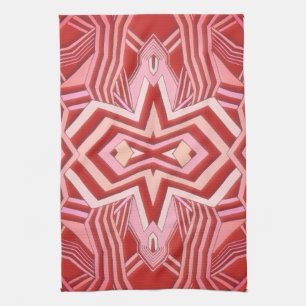Modern Red Pink Geometric Towel