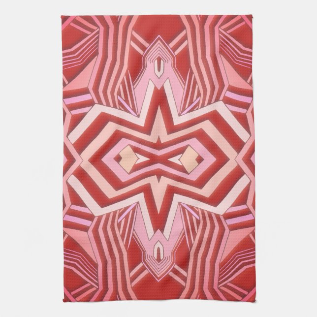 Modern Red Pink Geometric Towel (Vertical)