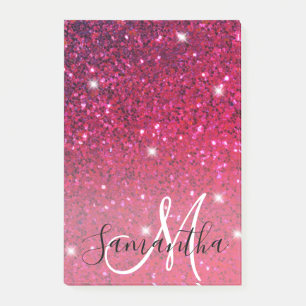 Modern Red & Pink Glitter Sparkles Name Post-it Notes