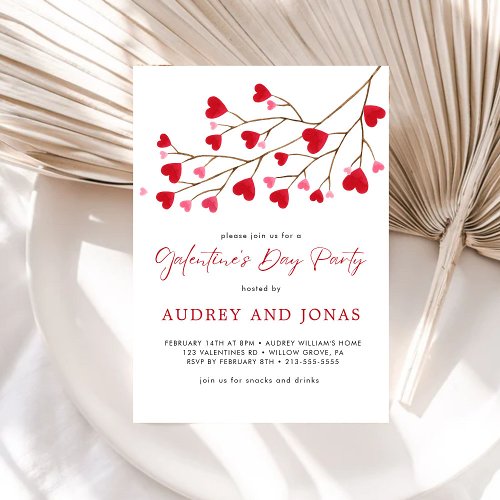Modern Red Pink Hearts   Galentines Day Party  Invitation